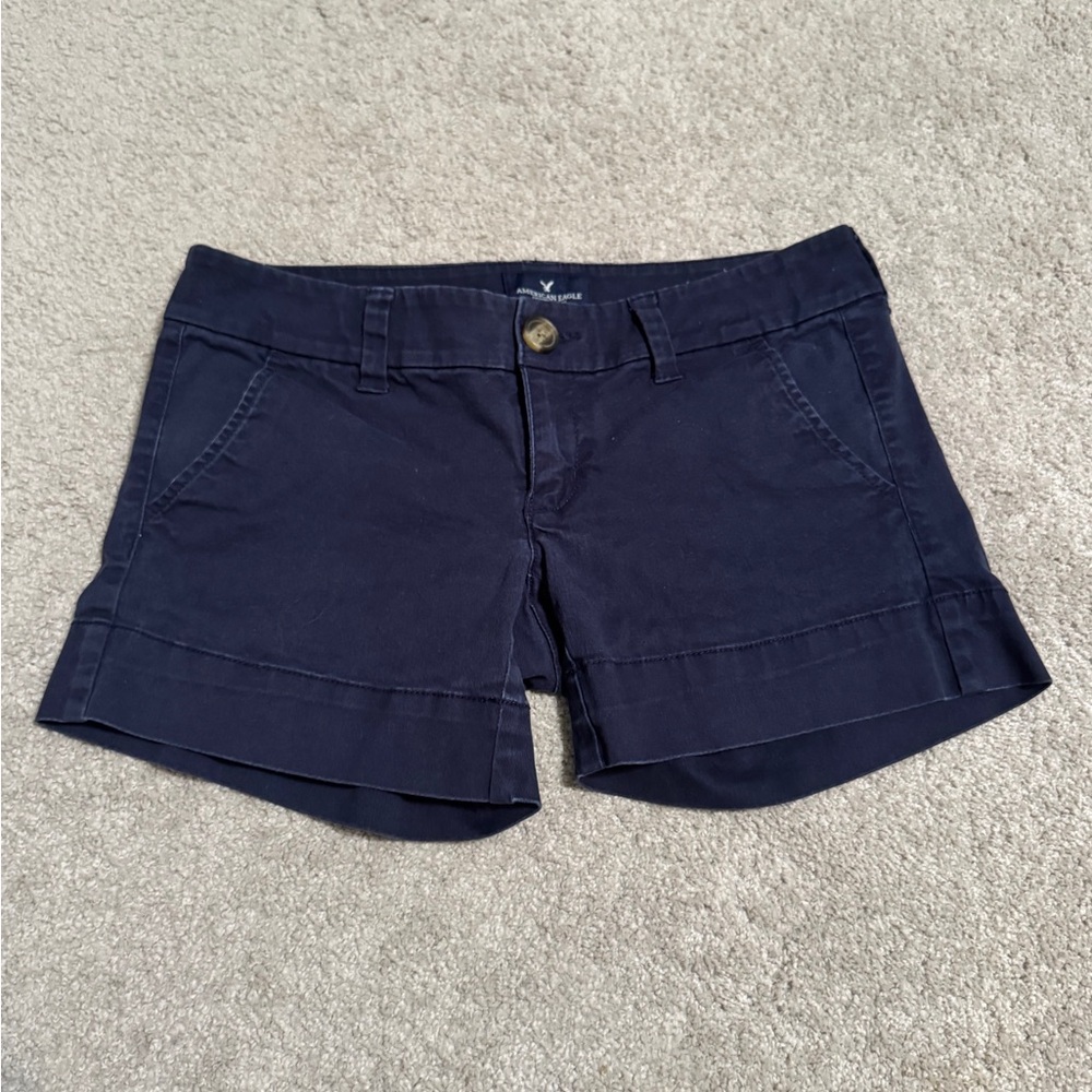 American Eagle Midi Stretch Dark Blue Jeans Shorts Size 00